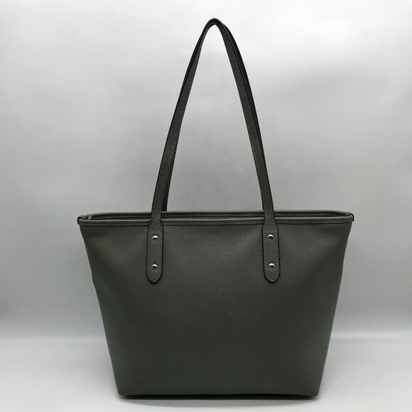 Coach Grey Pebbled Leather City Tote Bag F58846 - Picture 2 of 11